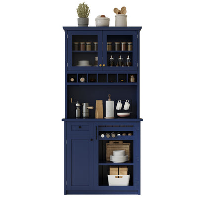 74.8inch Freestanding Farmhouse Pantry & Wine Hutch - TimberFlare
