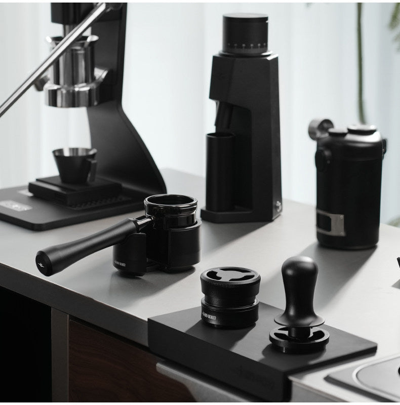 The "Obsidian" Aerospace Aluminum Bottomless Portafilter alternate angle 16 for compatible espresso machine