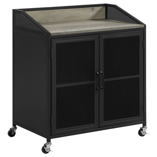 30-Inch Mobile Bar and Wine Cabinet on Wheels - TimberFlare