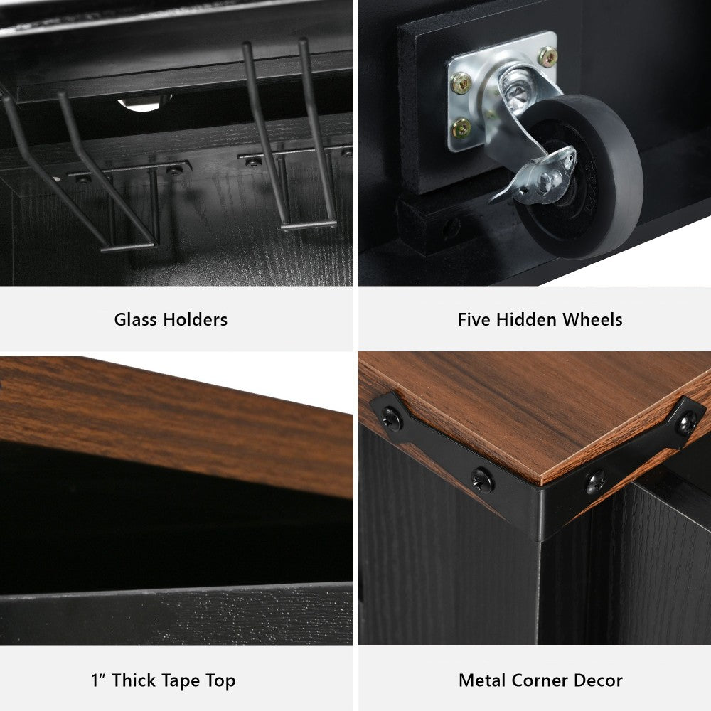 58-Inch Farmhouse Kitchen Island with Drop Leaf, Power Outlet