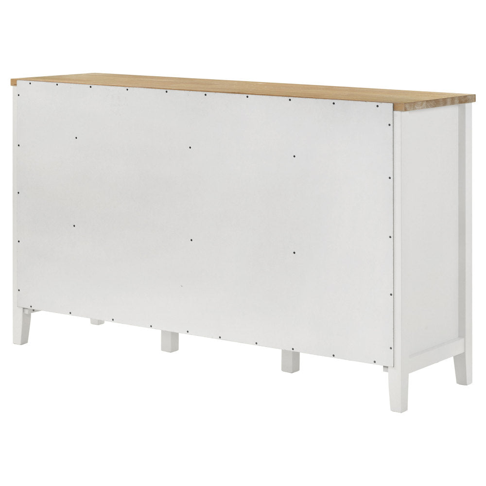 59-Inch Farmhouse Sideboard with Wine Rack and Glass Doors - TimberFlare