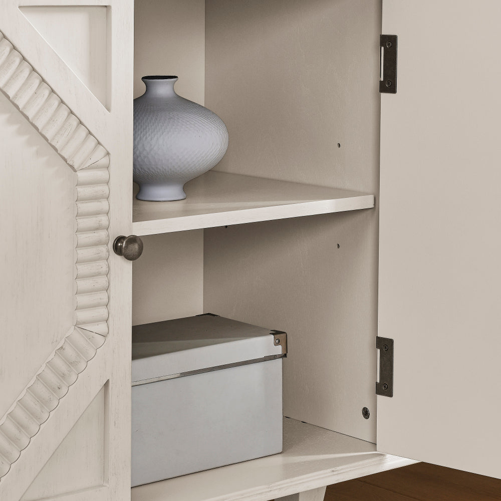 65″ Mid-Century Sideboard with Geometric Doors - TimberFlare