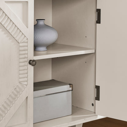 65″ Mid-Century Sideboard with Geometric Doors - TimberFlare