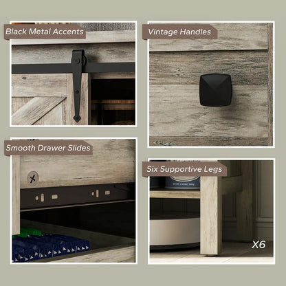 59" Gray Wash Farmhouse Sideboard & Coffee Bar - TimberFlare