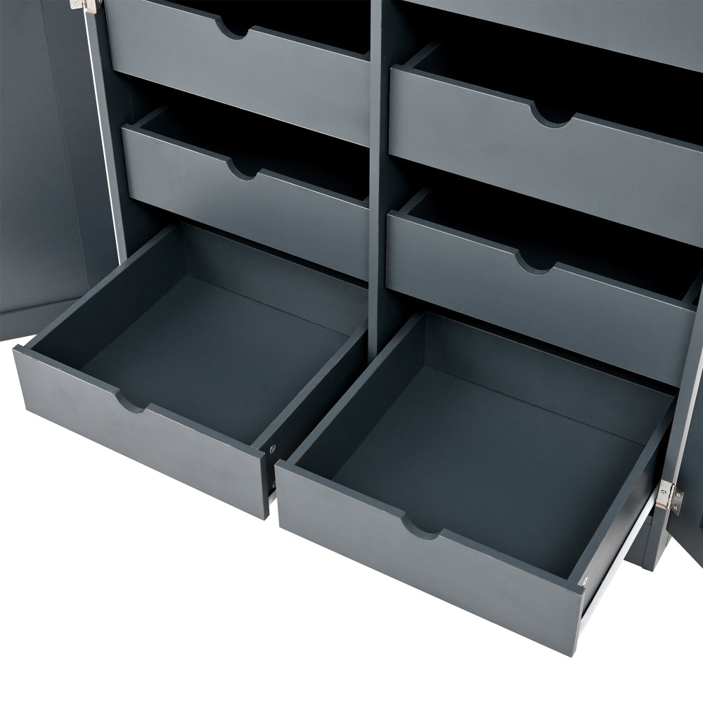 71″ Farmhouse Kitchen Pantry with 8 Pull-Out Trays - TimberFlare