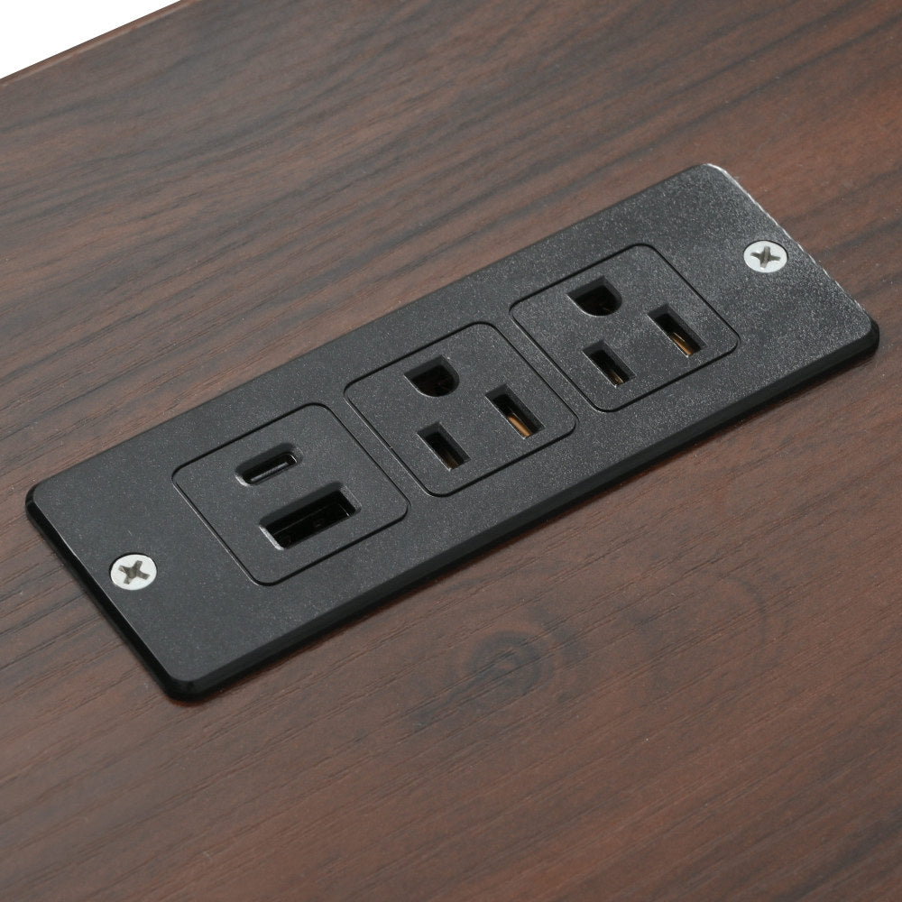 54" Farmhouse Rolling Island with Drop Leaf, Power Outlet