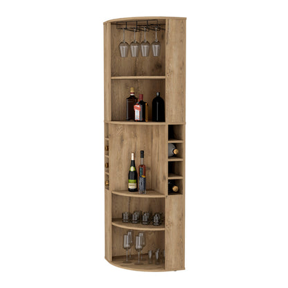 Corner Bar Cabinet with Wine & Glass Racks - TimberFlare