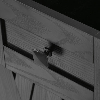 58-Inch Farmhouse Kitchen Island with Drop Leaf, Power Outlet