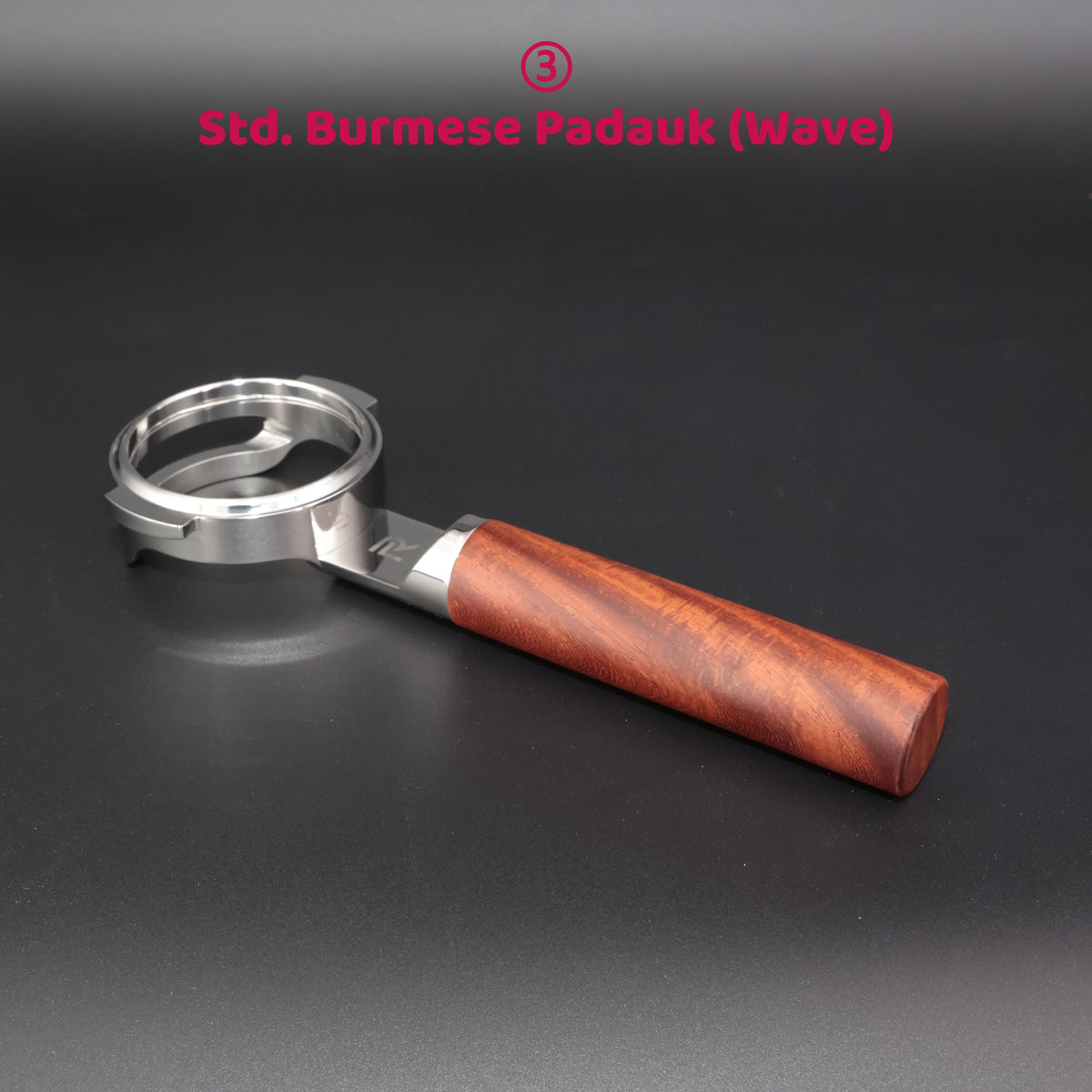 Bespoke hardwood handle – ③ Std. Burmese Padauk (Wave)