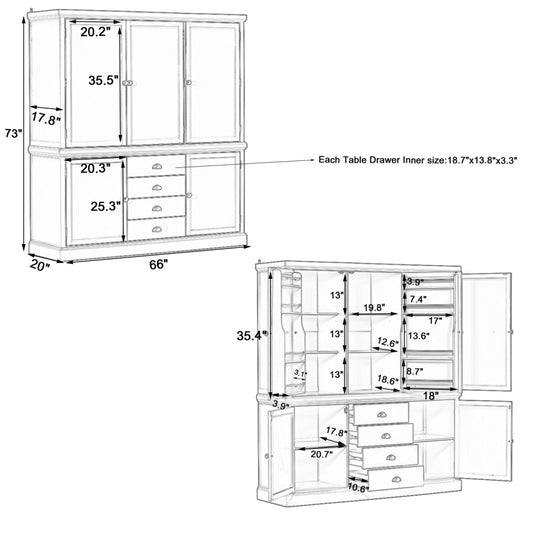 Farmhouse Pantry Cabinet, Ample Customizable Storage - TimberFlare