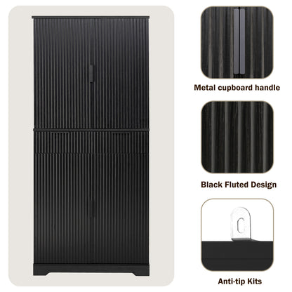 Fluted Pantry with Pull-Out Shelves - TimberFlare