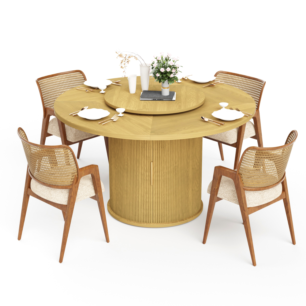 55" Round Storage Base Dining Table - TimberFlare