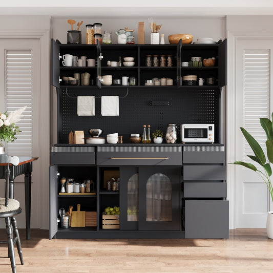 63" Coffee Bar Cabinet with Charging Station - TimberFlare