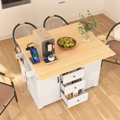 55.7'' Large Rustic Farmhouse Kitchen Island - TimberFlare
