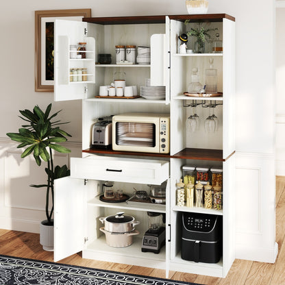 Farmhouse Pantry Hutch with Power Station & RGB Lighting - TimberFlare
