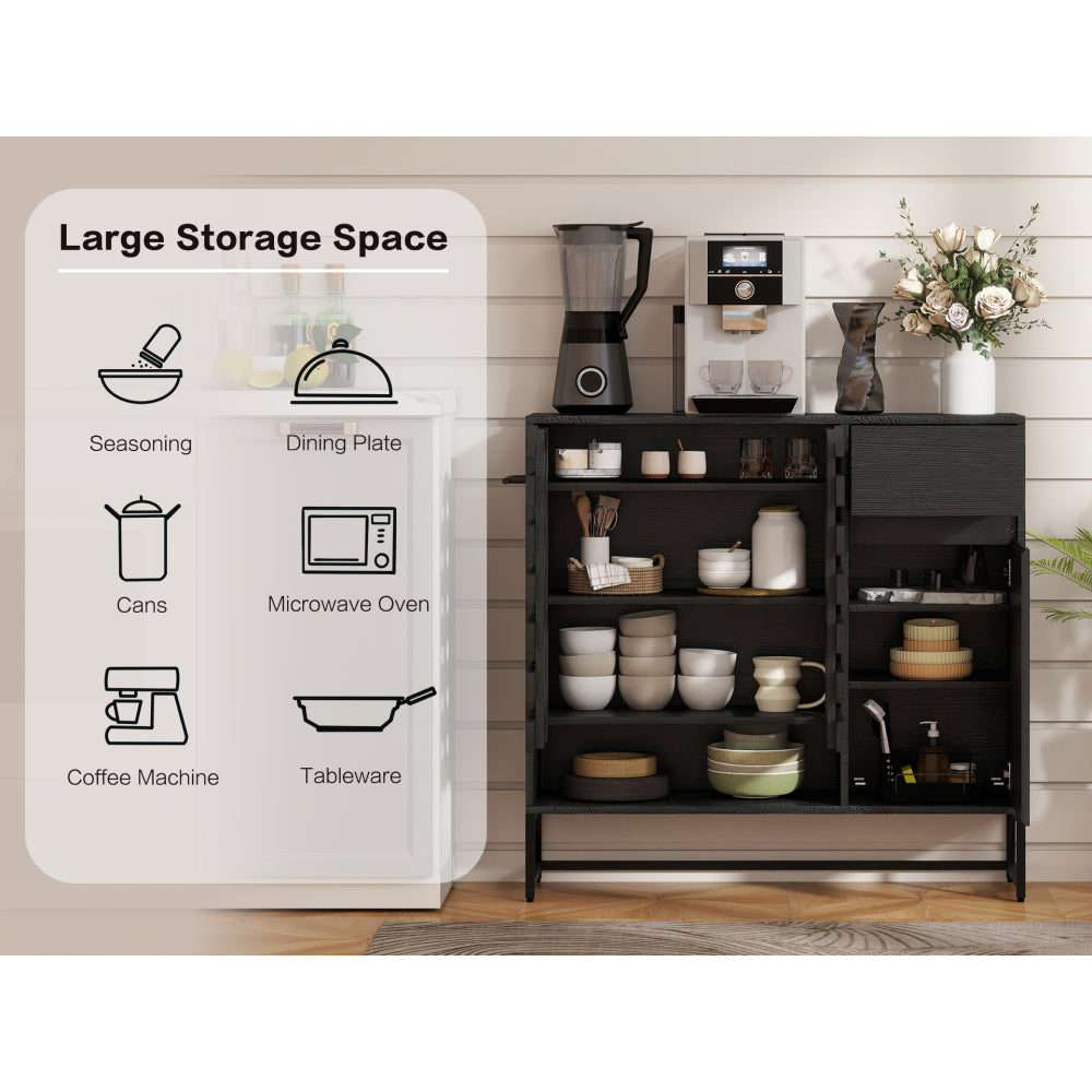 Farmhouse Woven Door Coffee Bar Cabinet - TimberFlare