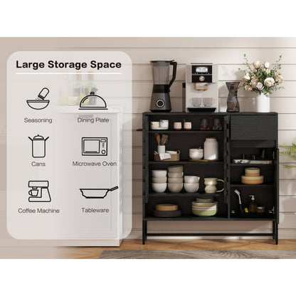Farmhouse Woven Door Coffee Bar Cabinet - TimberFlare
