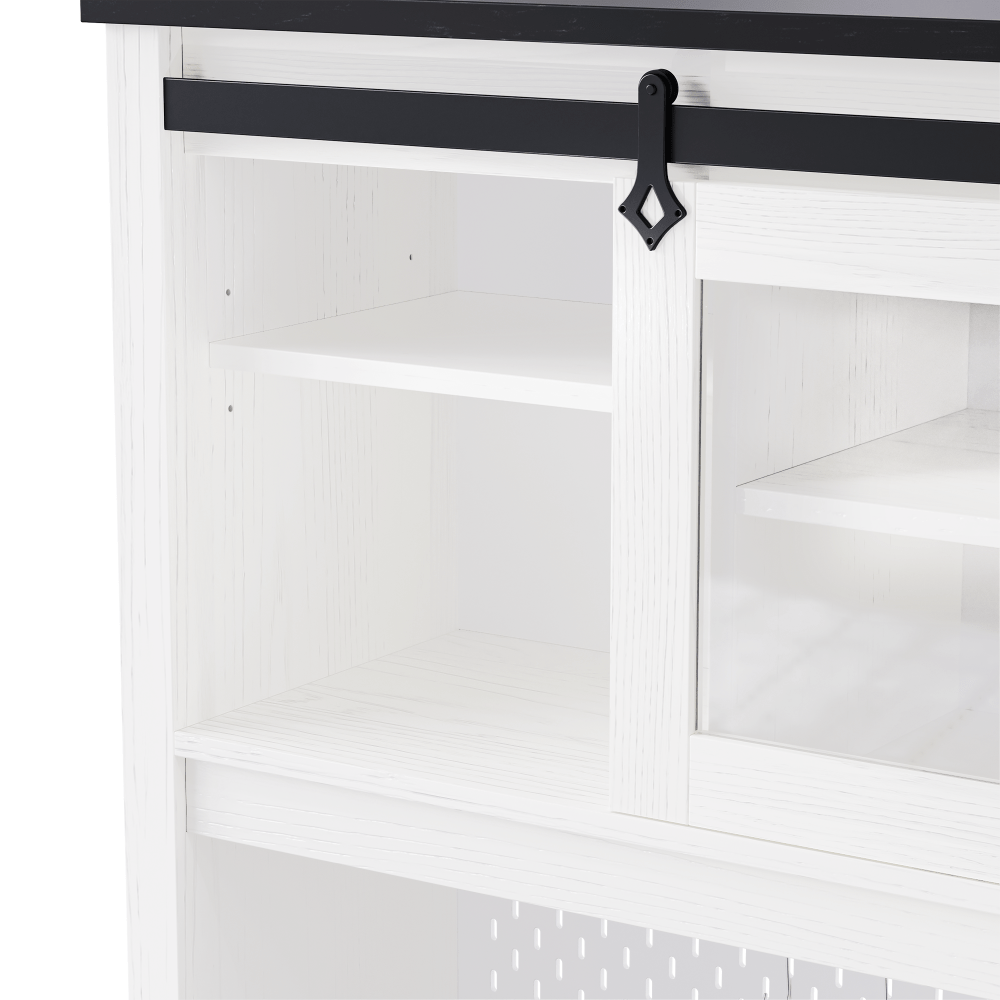White Oak Smart Farmhouse Hutch with Power Station & Pegboard - TimberFlare