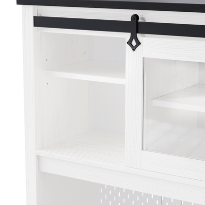White Oak Smart Farmhouse Hutch with Power Station & Pegboard - TimberFlare