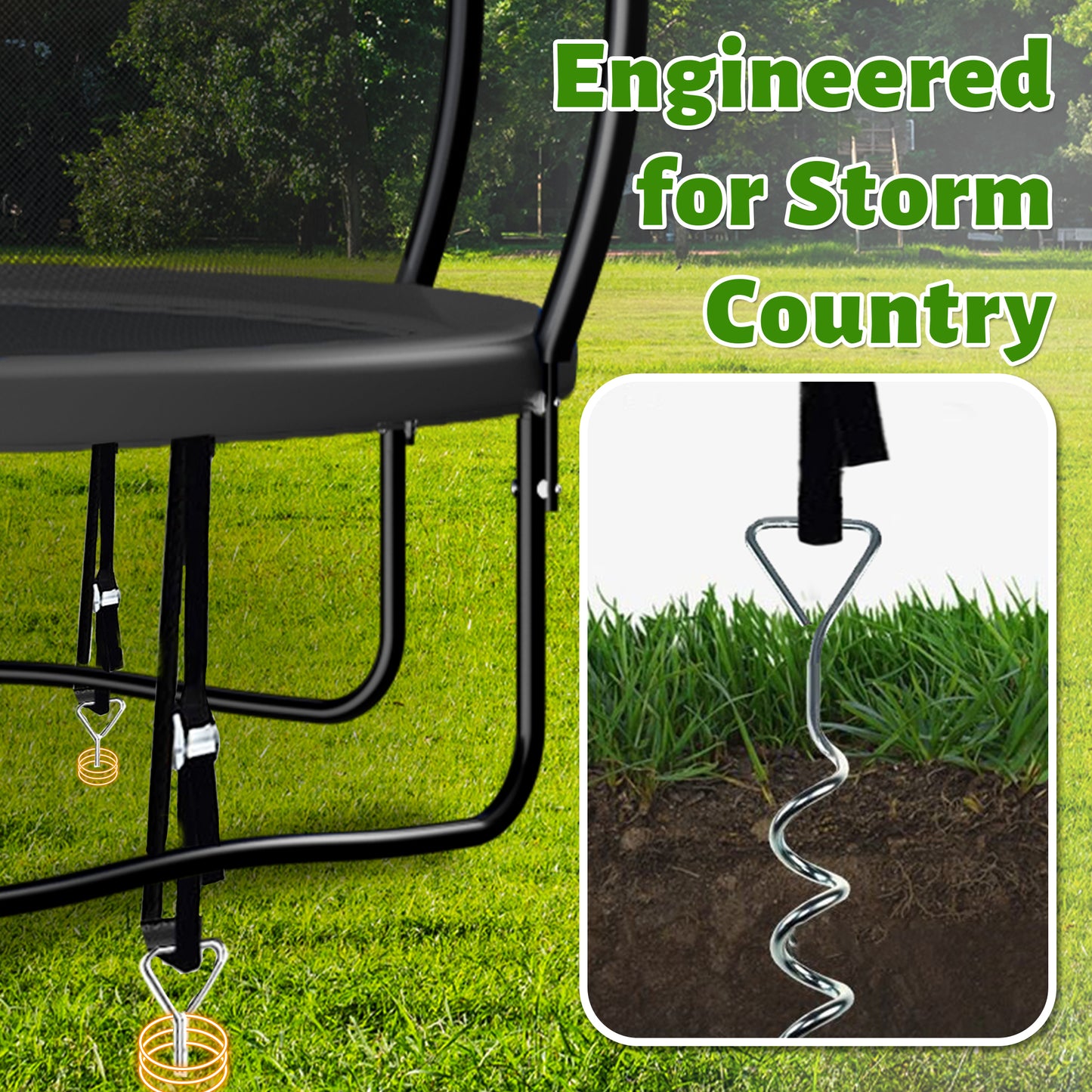 TimberFlare Trampoline – Heavy-Duty Outdoor Trampoline for Kids & Family Fitness (12/14/16ft), Black