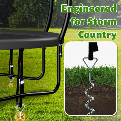 TimberFlare Trampoline – Heavy-Duty Outdoor Trampoline for Kids & Family Fitness (12/14/16ft), Black