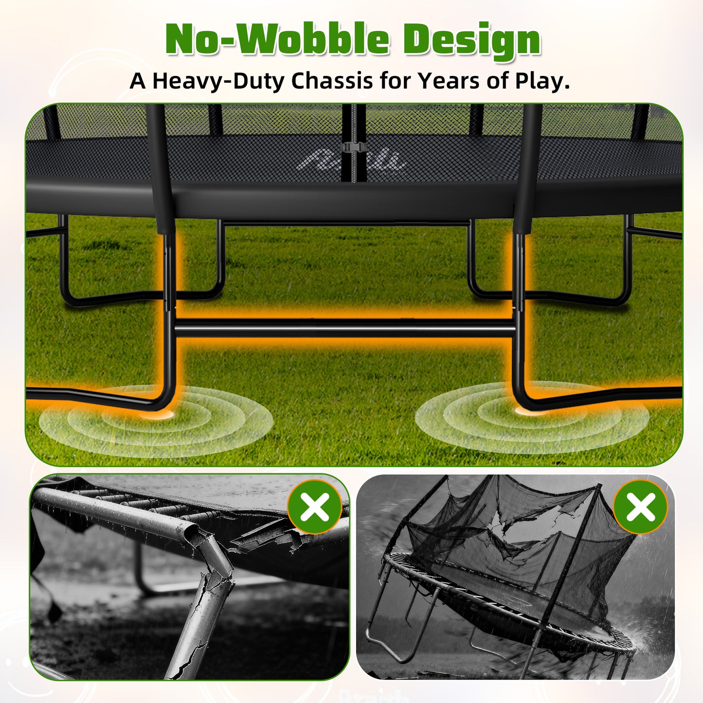 TimberFlare Trampoline – Heavy-Duty Outdoor Trampoline for Kids & Family Fitness (12/14/16ft), Black