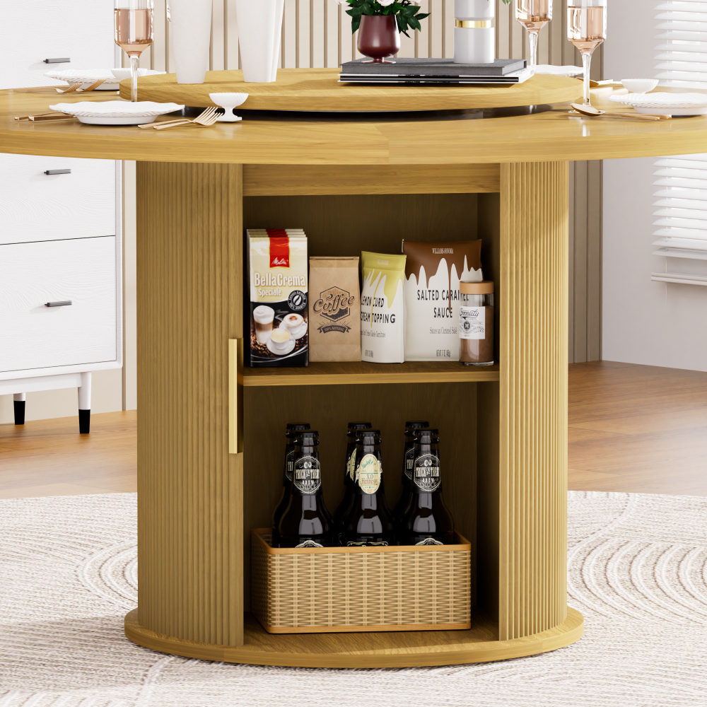 55" Round Storage Base Dining Table - TimberFlare