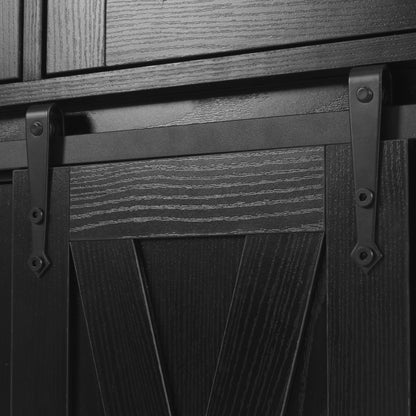 58-Inch Farmhouse Kitchen Island with Drop Leaf, Power Outlet