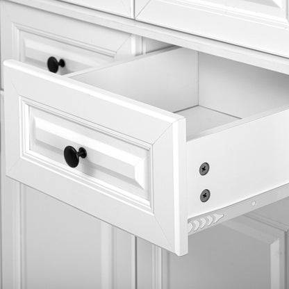Textured White Pantry Cabinet with Pull-Out Shelves - TimberFlare