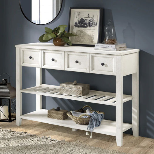 48″ Solid Wood Farmhouse Buffet with Wine Shelf and 2 Drawers