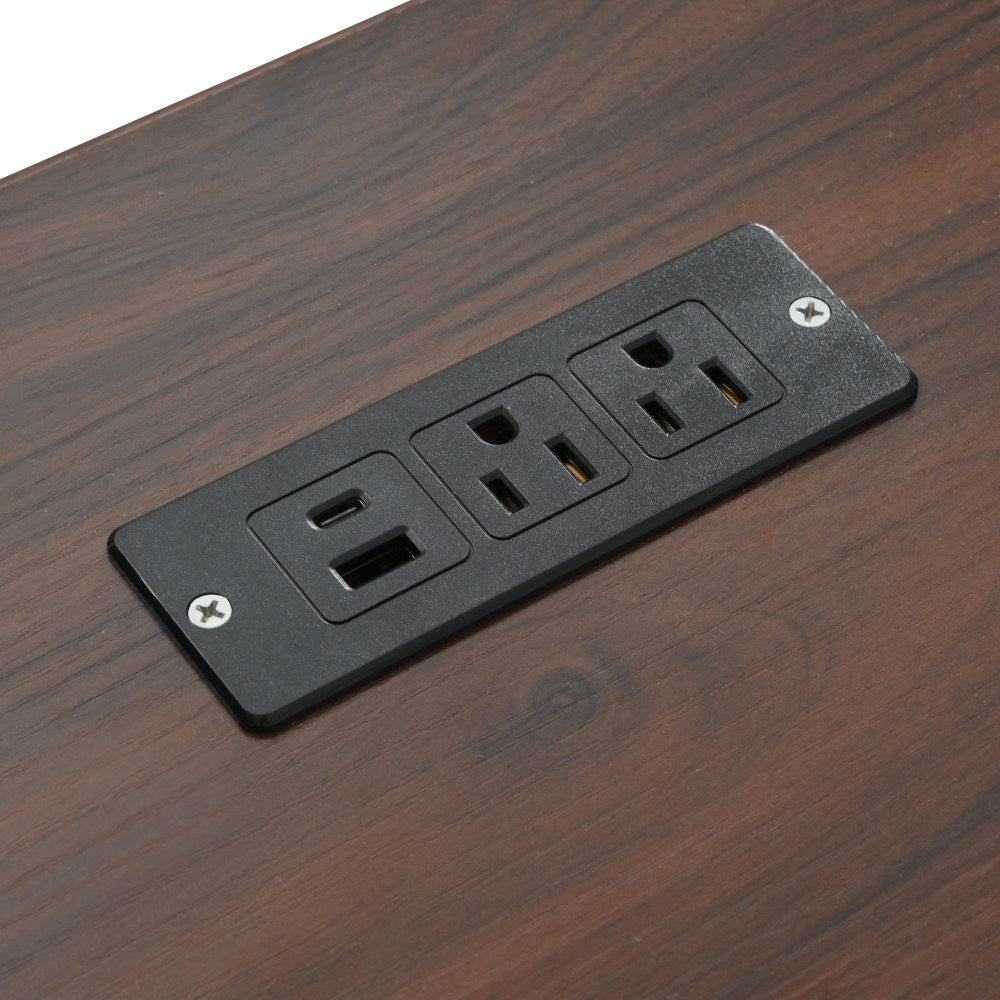 54" Farmhouse Rolling Island with Drop Leaf, Power Outlet