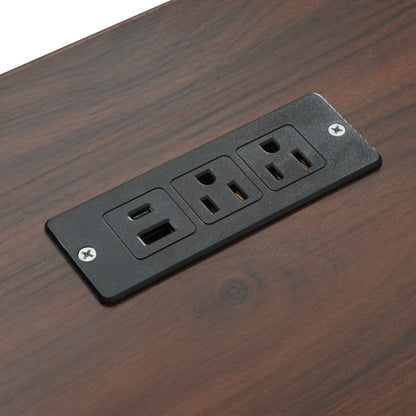 54" Farmhouse Rolling Island with Drop Leaf, Power Outlet