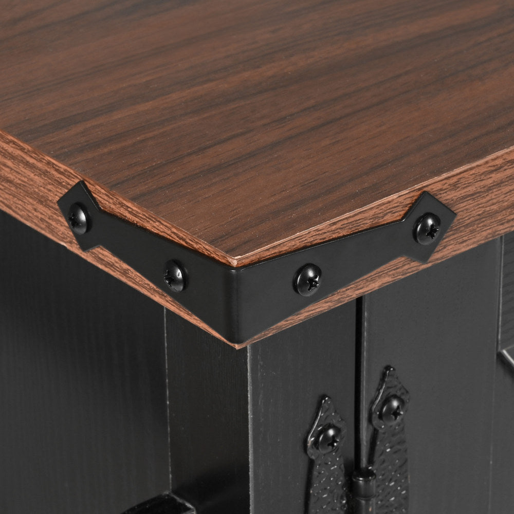 54" Farmhouse Rolling Island with Drop Leaf, Power Outlet