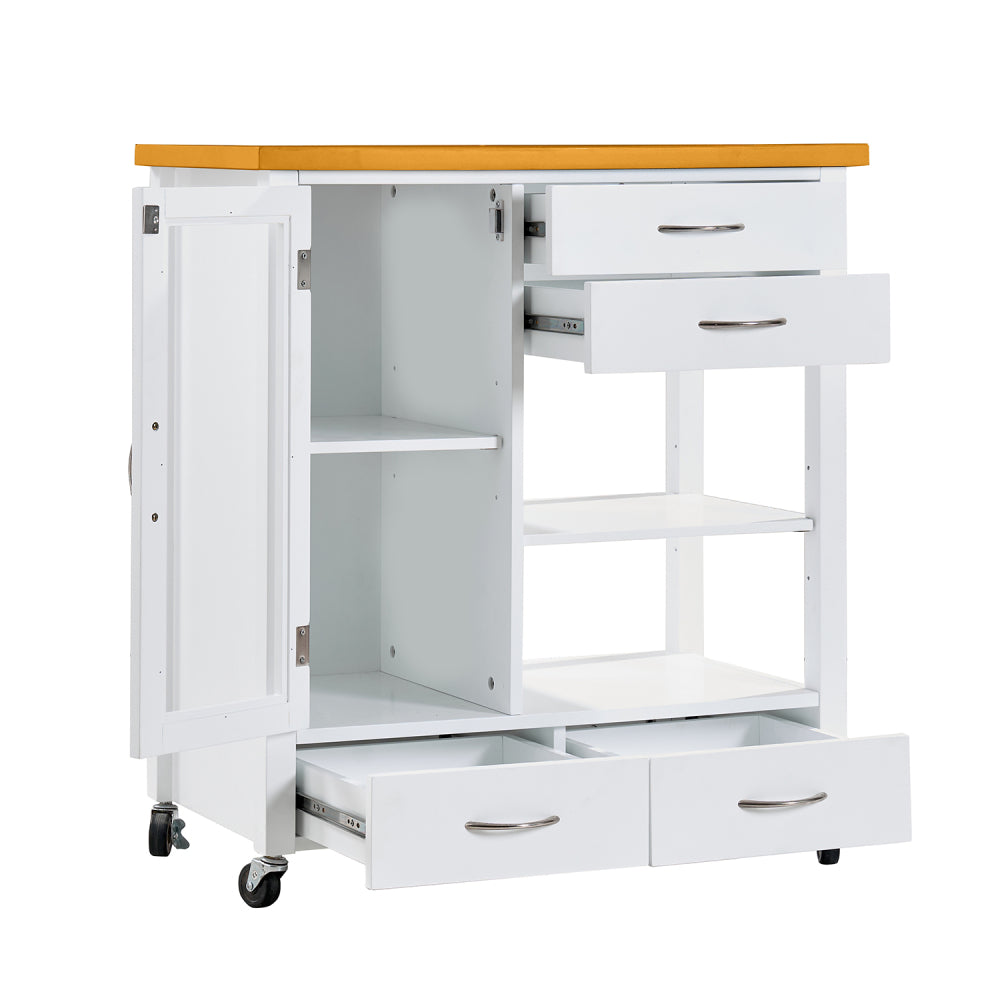 31-Inch Rolling Kitchen Island with Walnut Top - TimberFlare