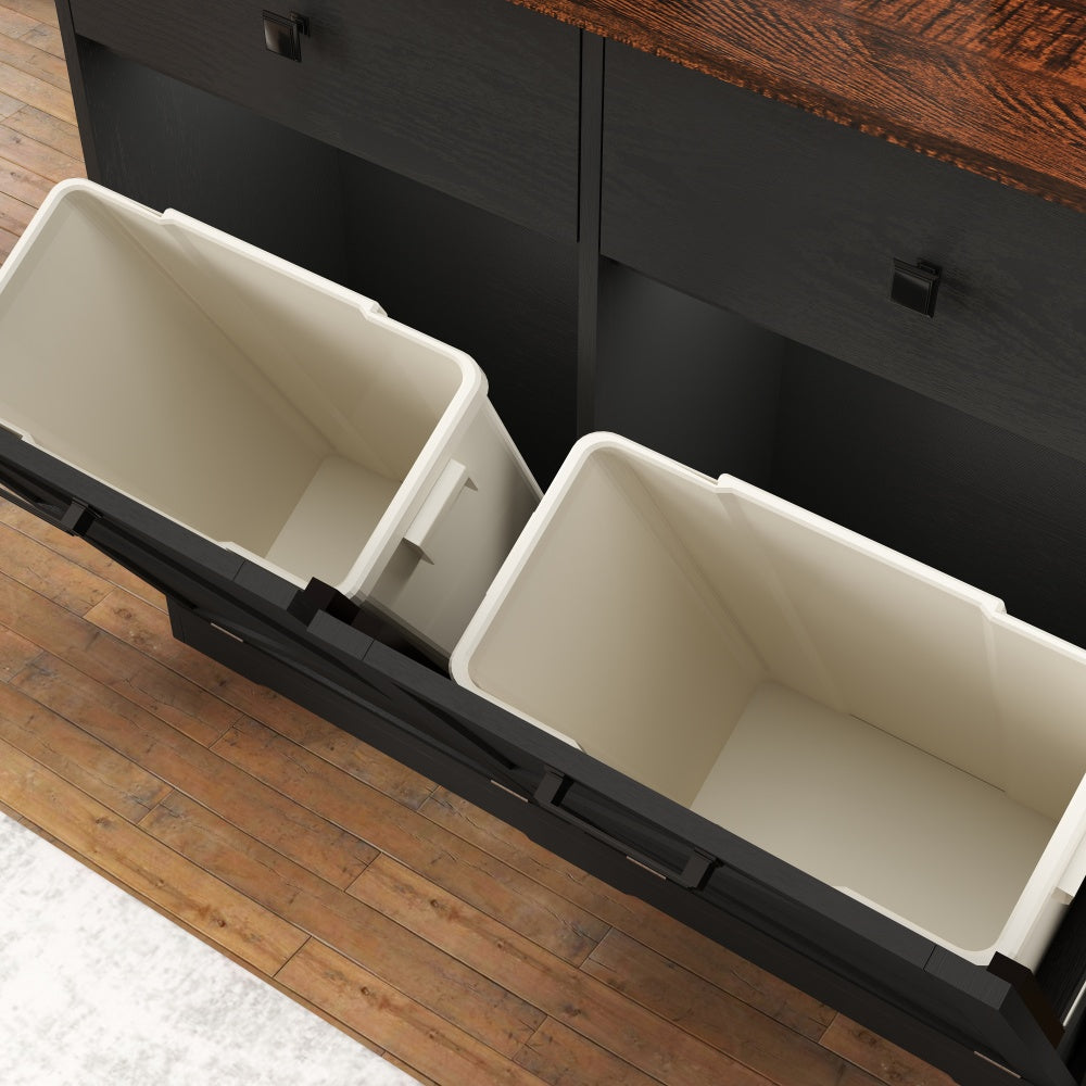39-Inch Double Tilt-Out Trash Cabinet with Drawers - TimberFlare
