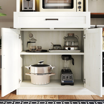Farmhouse Pantry Hutch with Power Station & RGB Lighting - TimberFlare