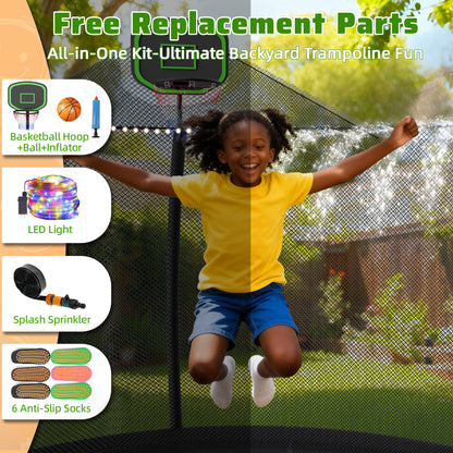 TimberFlare Trampoline – Heavy-Duty Outdoor Trampoline for Kids & Family Fitness (12/14/16ft), Black