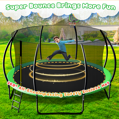 TimberFlare Trampoline – Heavy-Duty Outdoor Trampoline for Kids & Family Fitness (/14/16ft), Green