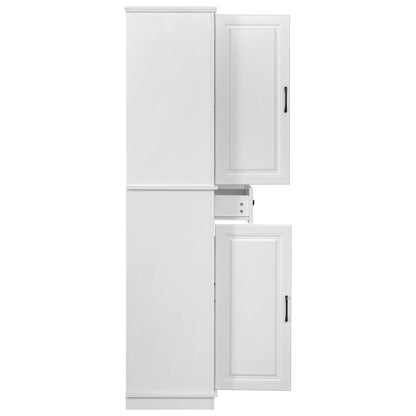 Textured White Pantry Cabinet with Pull-Out Shelves - TimberFlare