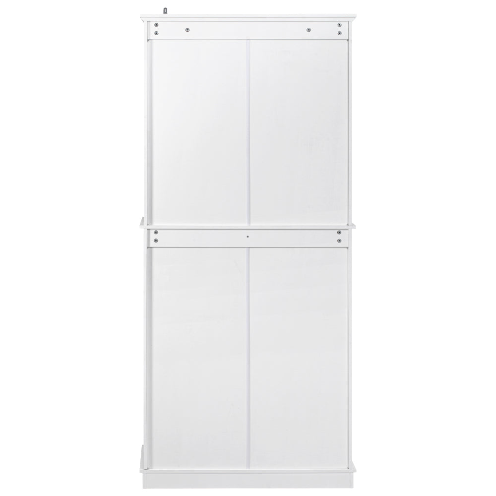 Textured White Pantry Cabinet with Pull-Out Shelves - TimberFlare