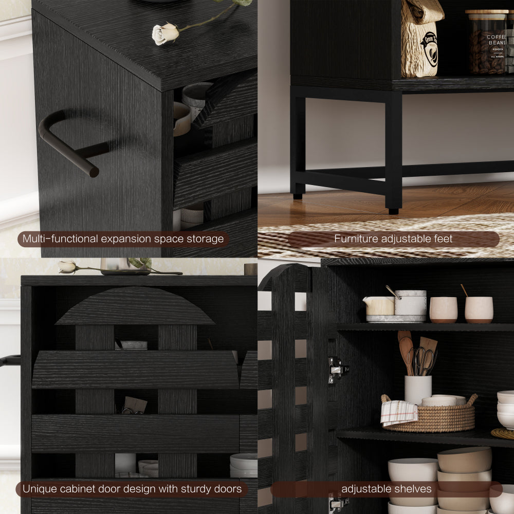 Farmhouse Woven Door Coffee Bar Cabinet - TimberFlare