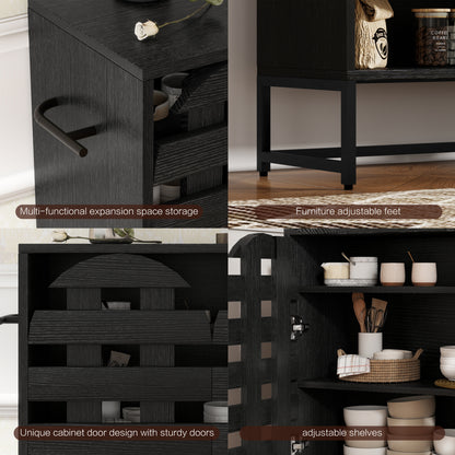 Farmhouse Woven Door Coffee Bar Cabinet - TimberFlare