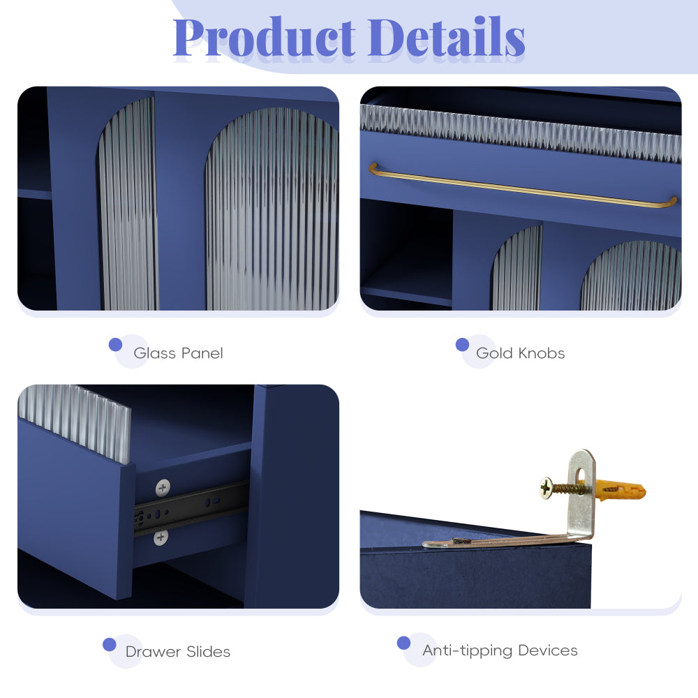 75″ Freestanding Buffet with Hutch, 63-Inch Large Coffee Bar Cabinet