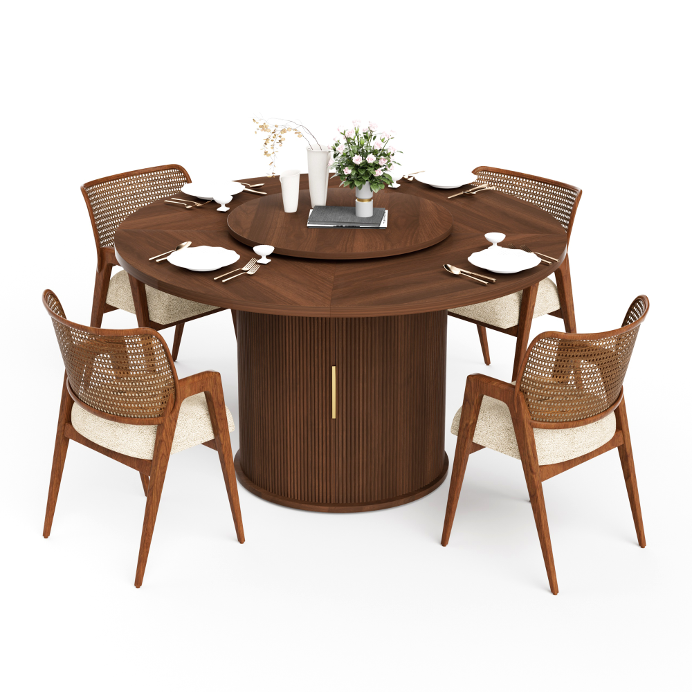 55" Round Storage Base Dining Table - TimberFlare