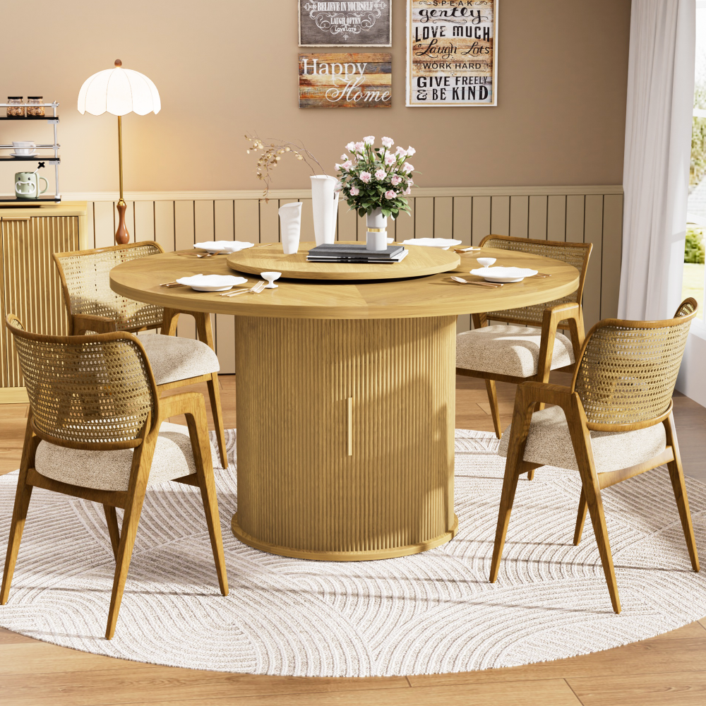55" Round Storage Base Dining Table - TimberFlare