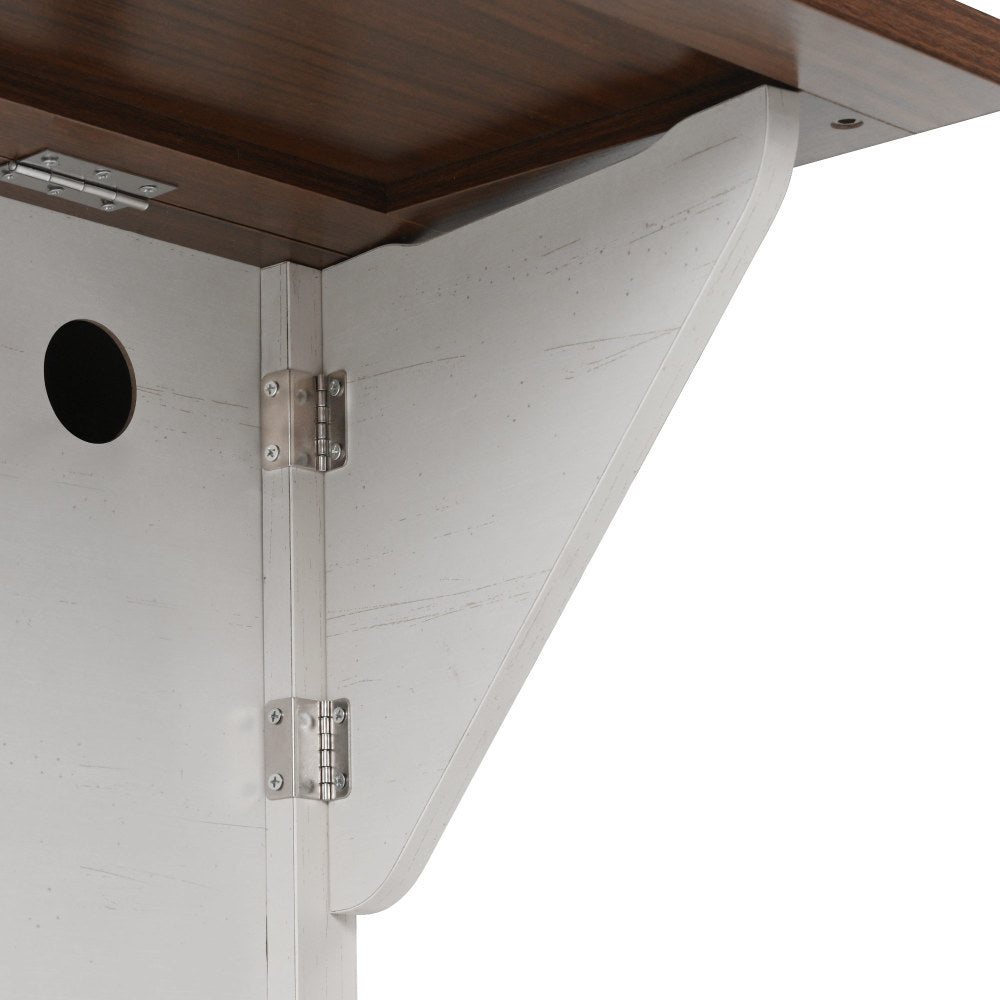 54" Farmhouse Rolling Island with Drop Leaf, Power Outlet