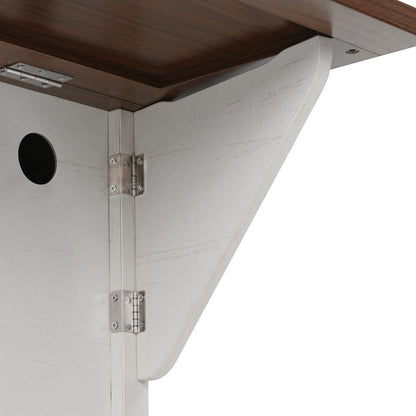 54" Farmhouse Rolling Island with Drop Leaf, Power Outlet