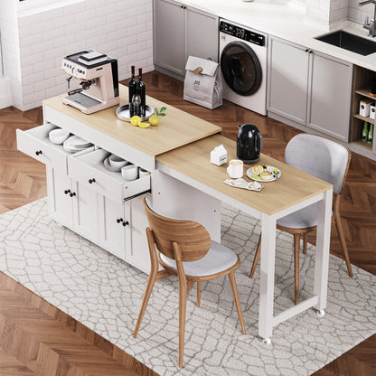 74.5 Kitchen Island with Extendable Dining Table - TimberFlare