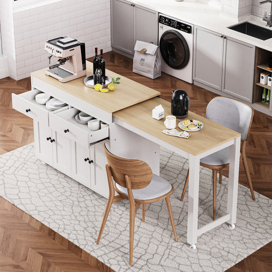 74.5 Kitchen Island with Extendable Dining Table - TimberFlare