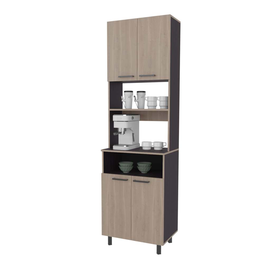 Modern Coffee Pantry Hutch with Open Shelf - TimberFlare